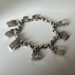 Brighton Silver Tone Purse Charm Bracelet